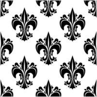 zwart bloemrijk fleur-de-lis naadloos patroon vector