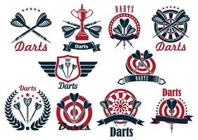 darts spel toernooi symbolen en pictogrammen vector