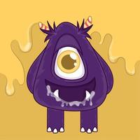 geïsoleerd schattig Purper monster met een oog en een glimlach vector illustratie