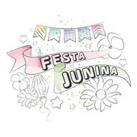 schetsen van zomer ornament vieringen festa Junina sjabloon vector illustratie