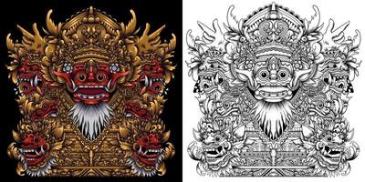 barong balinees masker vector illustratie in gedetailleerd stijl