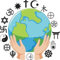 wereld religie symbolen concept vector