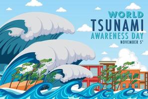 wereld tsunami bewustzijn dag banier ontwerp vector