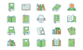 boek en literatuur icoon reeks in vullen geschetst stijl. geschikt voor ontwerp element van opleiding, wetenschap, en aan het leren app symbool. vector