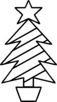 lijntekening cartoon kerstboom vector