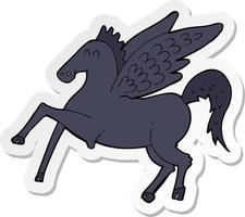 sticker van een tekenfilm magie vliegend paard vector