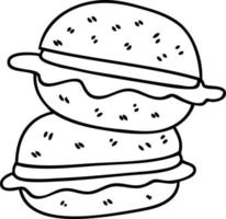 eigenzinnige lijntekening cartoon vegetarische burger vector