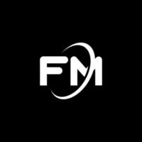 fm f m brief logo ontwerp. eerste brief fm gekoppeld cirkel hoofdletters monogram logo wit kleur. fm logo, f m ontwerp. fm, f m vector