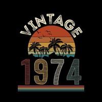 1974 vintage retro t-shirtontwerp, vector, zwarte achtergrond vector