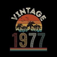 1977 vintage retro t-shirtontwerp, vector, zwarte achtergrond vector