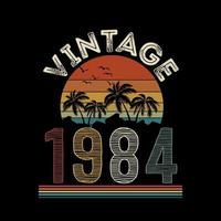 1984 vintage retro t-shirtontwerp, vector, zwarte achtergrond vector