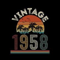 1958 vintage retro t-shirtontwerp, vector, zwarte achtergrond vector