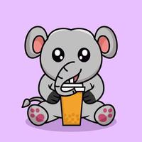 vector illustratie van schattig olifant en chibi dier