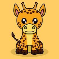 vector illustratie van schattig giraffe en chibi dier