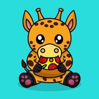 vector illustratie van schattig giraffe en chibi dier