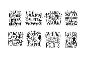 Kerstmis pannenlap bakken keuken belettering schoonschrift vector set. hand getekend belettering poster voor kerstmis. Kerstmis winter citaten schoonschrift belettering vector illustratie.