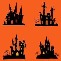 halloween spookachtig kastelen huizen voorraad illustratie reeks vector