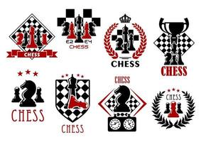 schaak spel heraldisch symbolen en emblemen vector
