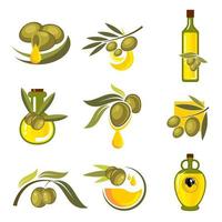 vers olijf- fruit en olie flessen symbolen vector