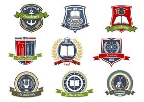 academie, Universiteit en college heraldisch emblemen vector