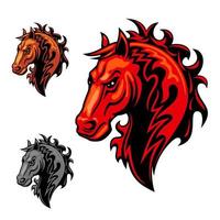 vlammend paard symbool met wervelende brand ornament vector