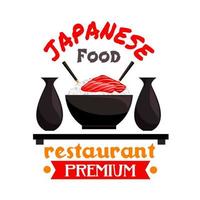 Japans restaurant insigne met rijst, sashimi, rijstwijn vector