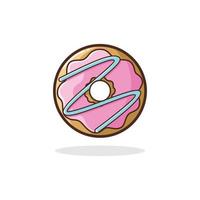 zoet donut met roze geglazuurd geïsoleerd vector tekenfilm illustratie, snel voedsel illustratie