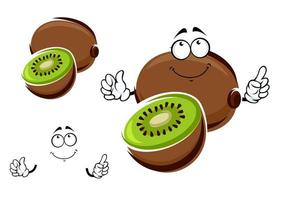 geheel en gesneden kiwi fruit karakter vector