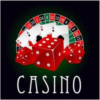 casino icoon met azen, Dobbelsteen en roulette wiel vector