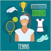 tennis sport uitrusting en kleding elementen vector