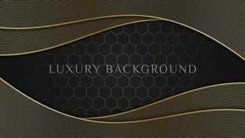 abstract elegant luxe donker zwart achtergrond met goud golvend lijnen structuur vector