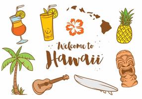 Hawaii Pictogram Vector Set