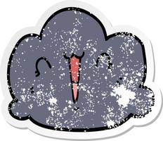 verontrust sticker van een gelukkig wolk tekenfilm vector