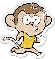 verontruste sticker van een cartoon die een aap toetert vector