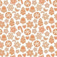 peperkoek Kerstmis naadloos patroon huis koekjes geïsoleerd Aan wit vector illustratie