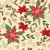 naadloos Kerstmis patroon met bloemen. vector grafiek.