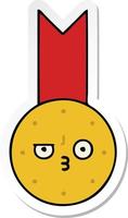 sticker van een leuke cartoon gouden medaille vector