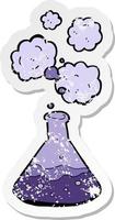 retro noodlijdende sticker van een cartoon wetenschap chemicaliën vector