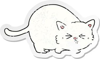 verontruste sticker van een cartoon boze kat vector