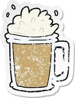 verontrust sticker van een tekenfilm bier vector