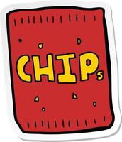 sticker van een tekenfilm pakket van chips vector