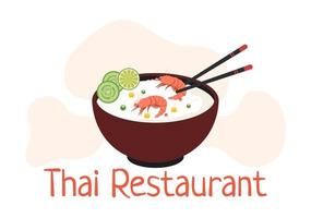 traditioneel Thailand voedsel sjabloon tekenfilm hand- getrokken illustratie divers van Thais keuken ontwerp vector