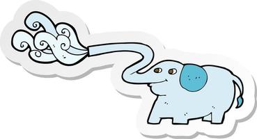 sticker van een tekenfilm olifant spuiten water vector