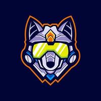 cyborg wolf mascotte logo ontwerp illustratie vector