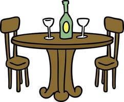 cartoon doodle eettafel en drankjes vector