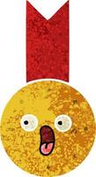 retro illustratie stijl cartoon gouden medaille vector