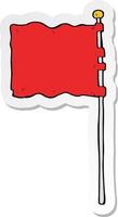 sticker van een cartoon die met vlag zwaait vector