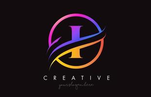 ik letter logo-ontwerp met cirkel stalen swoosh rand en creatief pictogram ontwerp. vector