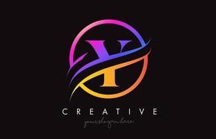 creatief brief y logo met Purper oranje kleuren en cirkel swoosh besnoeiing ontwerp vector