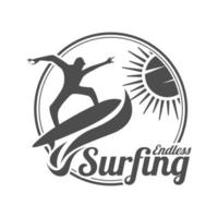 zomer surfing sport- vector logo , surfen bord en oceaan Golf